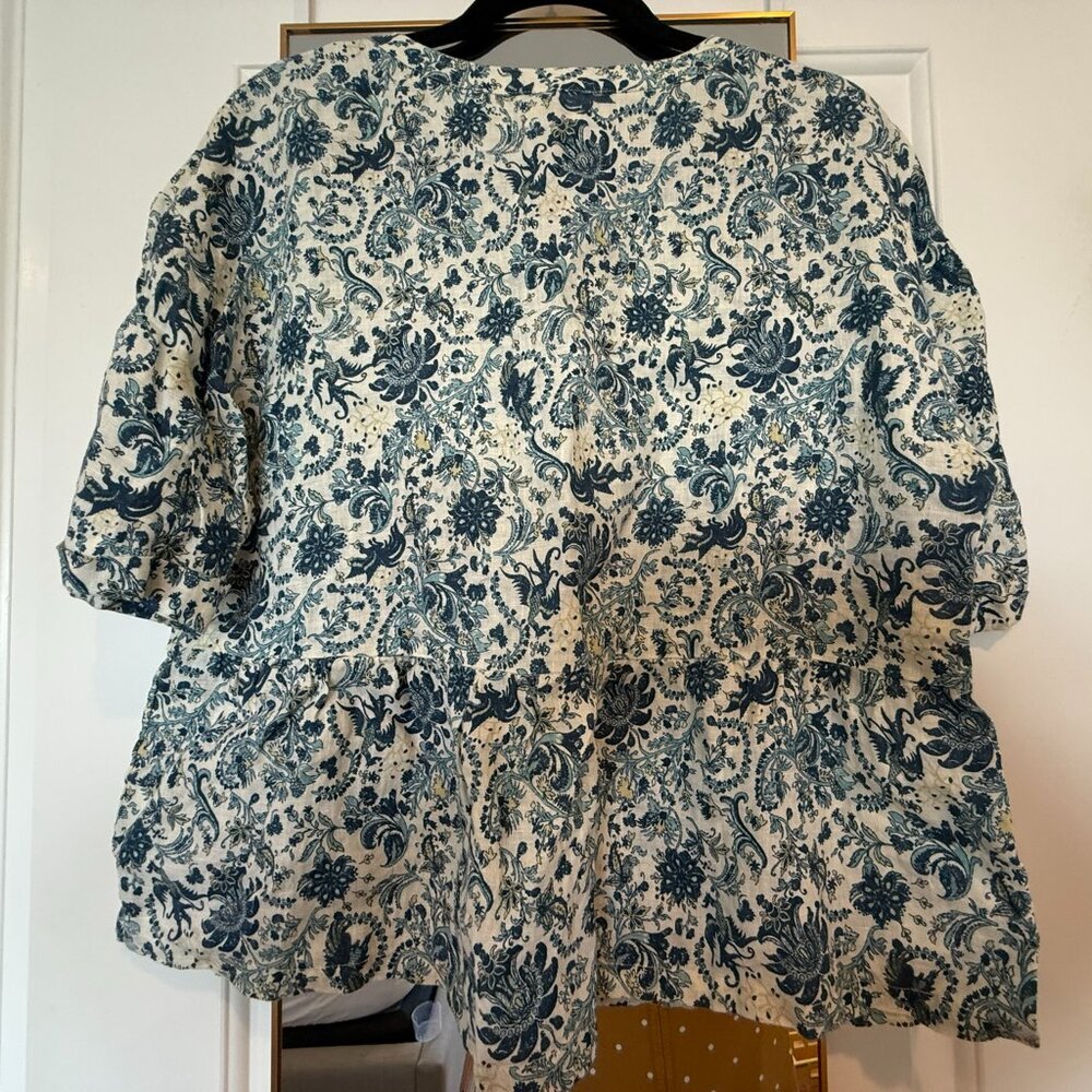 Faherty Blue Aviary Salinas Top - Size L - Great Condition! View 2